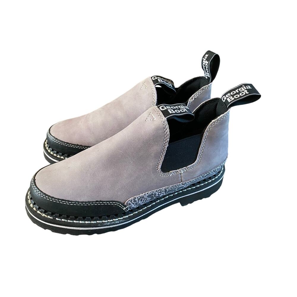 Georgia Boot Black and Lilac Grey Slip on Romeos